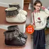 Botines Cortos Forrados de Felpa para Niñas 2026 Nuevo Estilo de Invierno Botas Pequeñas de Cuero Elegantes Botas de Princesa Botas Martin con Lazo para Niña