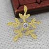 Joias DIY Cobre Banhado a Ouro 24K Preservação de Cor 16*19mm Zircônia Micro-Cravada Pingente Floco de Neve Acessório B1059-B