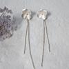 Estilo Elegante Minimalista Temperamento Fresco Quatro Flores Design Chinês Brincos de Borla Floral Agulha de Prata S925 Anel para Mulheres