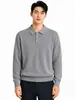 Camisa Polo de Punto con Cuello de Solapa Estilo Lujo Ligero Old Money para Hombre 2026 Otoño/Invierno Nuevo Suéter de Manga Larga con Textura de Canalé Vertical para Hombre