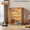 Cat Villa Casa de Uso Doméstico Jaula para Gatos de Madera Maciza con Espacio Libre y Baño Integrado, Casa para Gatos Panorámica de Vidrio Pequeña