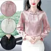 Nova Blusa Nacional Estilo Chinês para Primavera, Nova Camiseta de Manga Longa com Botões e Borda Franzida com Design Único e Temperamento de Nicho para Mulheres