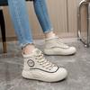 [Personalizado] Xfl25 Autum Sapatos Femininos Estilo Coreano Cano Alto Respirável Estudante Cano Alto Sola Grossa Sapatos de Aumento de Altura Casual e Versátil