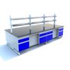 Mesa lateral de laboratório, bancada de teste de gabinete lateral, bancada de trabalho, mesa cirúrgica, bancada de teste de madeira de aço, coifa, bancada de teste toda em aço