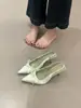 Chuyuji 2026 Primavera/Verão Novo Sandálias de Salto Alto Stiletto com Laço Nude Femininas Sandálias de Bico Fino de Cetim Estilo Francês