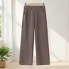 Calça de inverno reta de perna larga estilo mãe, nova coleção outono 2026, cintura alta, modelagem solta, calça longa fluida, calça casual versátil