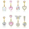 Conjunto de 8 peças de piercing de umbigo joia para piercing corporal e-commerce transfronteiriço cravejado de zircônia anel de umbigo em forma de coração fabricantes em estoque atacado