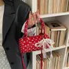 Bolsa de Mão de Verão Coreana 2025 Pequena Tote Bag para Mulheres de Pontos de Bolinhas de Ponta Bolsa Almofada Bolsa de Ombro Único Transversal