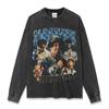 Camiseta de Manga Corta Estampada Americano Retro Hip-Hop Transfronterizo 21 Savage High Street Peso Pesado Manga Larga Cuello Redondo Sudadera con Capucha