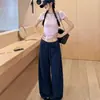 Pantalones casuales de pierna ancha de cintura alta para otoño, holgados y adelgazantes, pantalones de chándal de pierna recta para mujer, modernos, suaves y cómodos con bolsillos delanteros, pantalones fluidos hasta el suelo