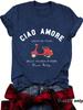 Estación Independiente Transfronteriza Verano Europeo y Americano CIAO AMORE Equipo de Motociclistas Suéter de Cuello Redondo Manga Corta ebay Camiseta para Mujer