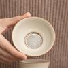 Colador de té de cerámica beige, colador de té, separador de té, tetera, accesorios para juego de té