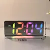 Relógio de espelho luminoso ins relógio de mesa tabela de horários enfeites de mesa display digital LED despertador eletrônico
