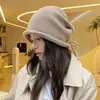 2026 Nuevo Estilo Gorro Holgado de Punto para Otoño e Invierno con Borde Enrollado Cálido para Mujer, Gorro de Invierno de Moda, Circunferencia de Cabeza Grande, Hace que la Cara Parezca Más Pequeña