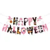 Set de Decoración de Papel para Fiesta de Halloween Rosa Guirnalda de Fantasma Bruja Decoraciones Colgantes Espirales Estilo Girly Decoración de Fiesta