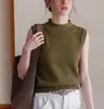 Impresionante camiseta de punto sin mangas para mujer, color verde oliva, diseño de verano 2026, top holgado y estilizado