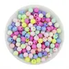 Contas Redondas de Acrílico Fosco com Furo Reto, 6-12mm, para Pulseira, Colar DIY, Acessórios de Miçangas, Contas para Bolsa Teçida