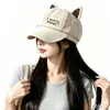 Chapéu Fofo de Orelha de Gato Celebridade da Internet Bordado Chapéu Octogonal Feminino Boné Plano Fashion Versátil Boina Retrô Outono Inverno Personalizado