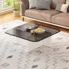 Mesa de centro quadrada de vidro temperado, adequada para salas de estar, apartamentos pequenos, design minimalista, design moderno criativo estilo italiano, modelo novo, mesa de centro baixa para pousadas