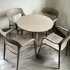 Juego de Plástico para Reuniones de Ocio al Aire Libre con Mesa Redonda Pequeña y Sillas para Balcón, Popular en Cafeterías de Té de Leche de Moda, Mesa de Comedor Simple para Uso al Aire Libre