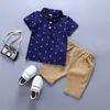 Ropa Infantil Transfronteriza Verano Nuevo Ropa de Verano Niños Bebé Infantil Traje Infantil Camisa Conjunto de Manga Corta Conjunto de Dos Piezas