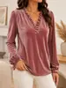 Otoño Invierno 2026 Nuevo Estilo Europeo y Americano Amazon Terciopelo Casual Moda Color Sólido Manga Larga Cuello en V Top para Mujer