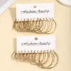 Set de Aretes Dorados Geométricos Retro Cruzados para Mujer Moda Aros Redondos de Perla Nuevo Set de Aretes