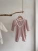 Ropa para Bebé, Ropa de Otoño para Niñas, Cuello Alto, Mameluco Waffle con Encaje de Tres Botones, Traje Largo para Gatear
