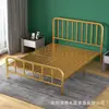Cama de hierro forjado para uso doméstico, cama matrimonial, cama de marco de hierro moderna y simple, cama individual para viviendas de alquiler, estructura de cama de metal engrosada y reforzada