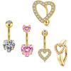 Una Variedad de Combinaciones de Anillos para Ombligo, Estilo Sexy y Sencillo Anillo para Ombligo de Zirconia con Forma de Corazón de Melocotón Micro-pavimentado Joyería para Piercings Corporales