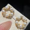 Pendientes de Aro de Perlas de Agua Dulce Naturales Estilo Francés Lujo Ligero para Mujer, Diseño de Nicho Relleno de Oro de 14K con un Toque de Alta Gama