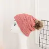 Chapéu de tricô com ponto de bolinha inverno quente bola de lã boné de lã boné monocromático atacado chapéu de curling ao ar livre