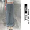 Calça Jogger Feminina Cinza Escuro Verão 2026 Novo Estilo Solta com Caimento Casual Emagrecedora Wide Leg Cintura Alta Reta