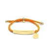 Pulseira de Corda de Mão Multicor Transfronteiriça Europeia e Americana Material em Branco Pronto para Uso Acessórios de Coração Oblíquo Gravação Presente Pulseira de Aço Inoxidável