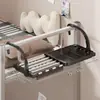 Perchero de Ropa para Mesita de Noche de Dormitorio, Cabecera de Recámara, Estante de Almacenamiento Retráctil Multifuncional, Perchero de Ropa para Colgar en Balcón del Hogar sin Taladro