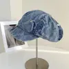 Gorra Plaid Lavada de Mezclilla Octagonal para Mujer, Sombrero de Tela con Protección Solar para Primavera y Verano, Gorra de Boina con Decoración de Lentejuelas, Sombrero de Moda, Tendencia