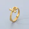 Pulsera Símbolo de Vida Europeo y Americano Moda Retro Transfronteriza Ankh Egipcio Antiguo Cruz Anillo de Acero Inoxidable para Hombre