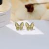 Pendientes elegantes de mariposa con forma de fritillaria y aguja de plata S925 para mujer, delicados y súper delicados, de estilo francés, sencillos y populares en Internet.