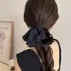 Presilha de rabo de cavalo suave e elegante com laço e fita, presilha de cabelo de alta qualidade para mulheres, presilha tipo tubarão estilo coreano