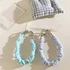Ins Niche Rosa Cuadros Plisado Pulsera Funda para Teléfono Móvil Pulsera de Cadena Pulsera Correa de Muñeca Antiperdida Colgante Universal