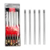 Juego de Palillos de Acero Inoxidable 304 en una Bolsa, Palillos Huecos Antideslizantes con Extremos Redondeados para Uso Doméstico, Palillos Estilo Chino al por Mayor desde el Fabricante