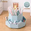 Porta lápices creativo de nueve compartimentos recién actualizado, gran capacidad, contenedor de lápices giratorio, caja de almacenamiento para escritorio de oficina, porta lápices, lujo ligero y de alta gama