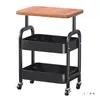 Estante de Almacenamiento con Carrito Móvil Mesita de Noche Mesa Lateral para Sofá de Sala de Estar Mesa de Café Estante de Almacenamiento para Snacks Dormitorio