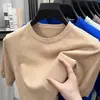Camiseta de Manga Corta para Hombre, Imitación de Oveja Verano Tejido Fino, Cuello Redondo, Base de Color Sólido, Tejido a Máquina Completamente Horizontal Manga Corta para Hombre