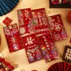 Sobres Rojos de Boda al por Mayor 2026 Estilo Nuevo con Palabras Felices, Sobres Rojos de Mil Yuanes, Diseño Creativo de Cubo de Agua, Paquetes Rojos de Boda Estampados en Dorado