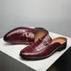 Verano 47 Talla Grande 48 Baotou Zapatos de Medio Uso para Hombre Patrón de Cocodrilo Antideslizantes Zapatos Perezosos Británicos Zapatos Casuales Zapatos de Cuero Personalizados