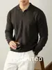 Ropa de punto de alta gama, cálida, suave, de lana modal, con cuello de gaviota, para hombre, estilo retro de trabajo, color liso, tejido cálido, otoño e invierno