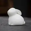 Coelhinho de Jade Fofo Animal Coelho Pet de Chá Enfeites Ano do Coelho Presentes Decorativos Cerâmica Escritório Mesa Casa Acessórios