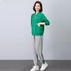 Conjunto Feminino 2025 Outono Nova Moda Simples Elegante Cor Sólida Versátil Conjunto de Duas Peças Calça Tendência Quente Temporada