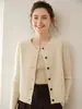 Nuevo Cárdigan de Punto de Cachemira Retorcido de Cuello Redondo para Mujer Color Puro Elegante Ropa de Trabajo Informal Sencillo Chaqueta de Manga Larga con Botones